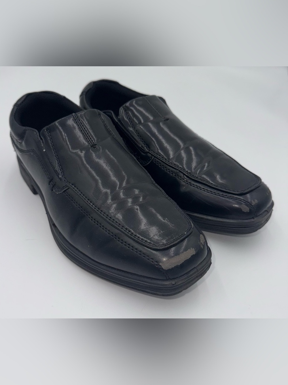Deer Stags Wise Black Slip-On Dress Shoes Boys Size 3 Wide School Loafers